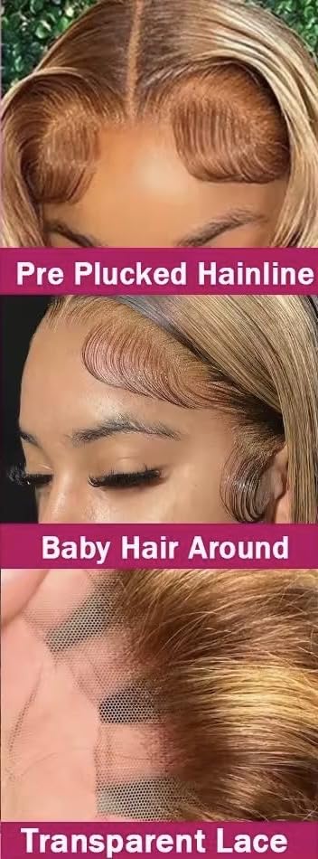 180% Density Ombré Blonde Silky Straight 13x6 HD Lace Front Wig Human Hair 22 Inch