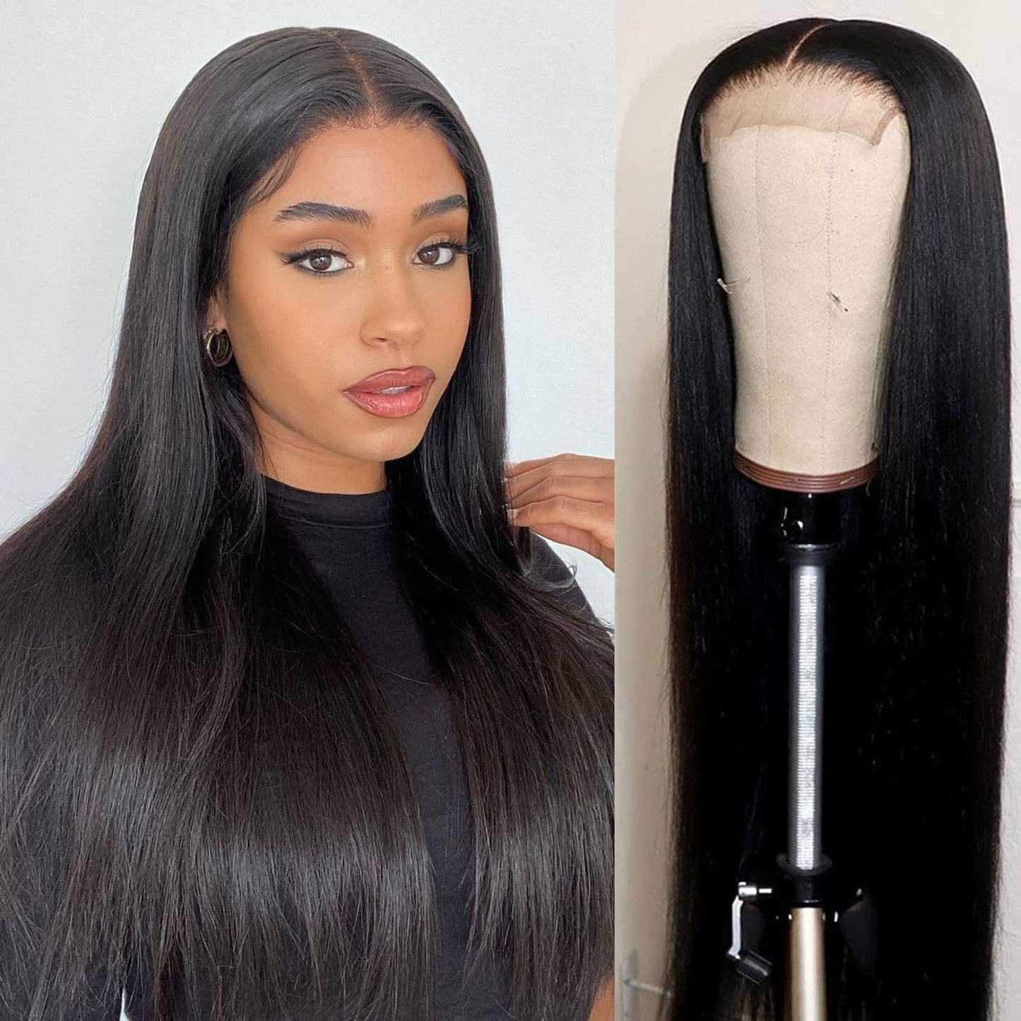 180% Density Remy Straight 5x5 Lace Closure Wig Human Hair 30 Inch