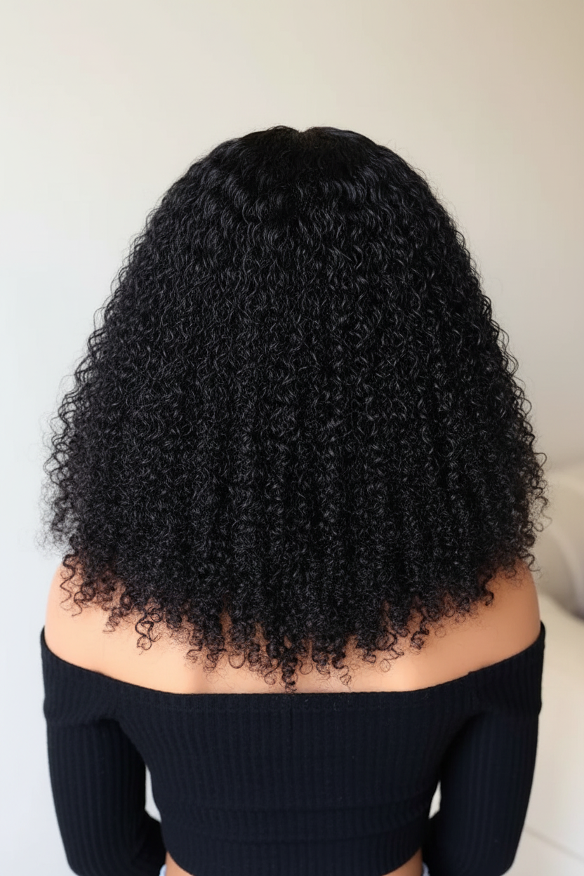 180% Density Kinky Curly 13x4 Lace Wig - Back View Shoulder Length