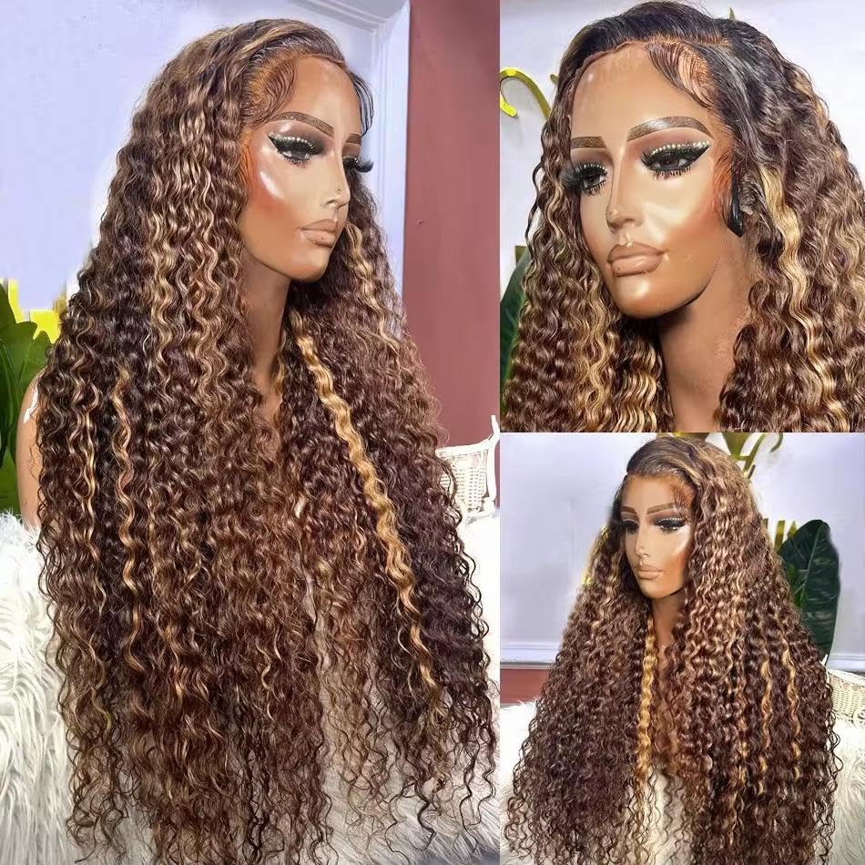 13x6 HD Lace Wig - Honey Blonde Deep Wave 26 Inch