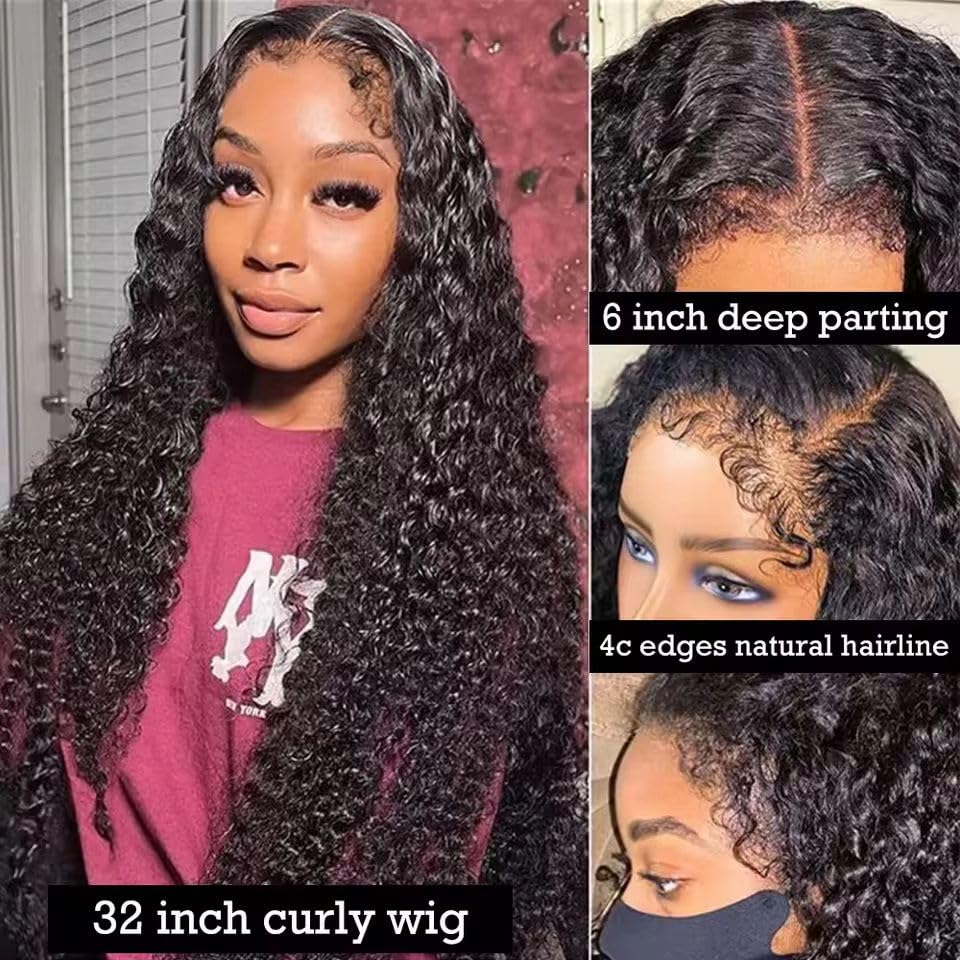 180% Density Kinky Curly with 4C Edges 13x6 HD Lace Wig Human Hair 20 Inch