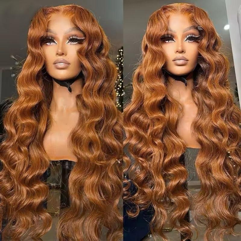 30 Inches 13x4 Ginger Blonde Lace Front Wigs Pre Plucked Body Wave Colored HD Lace Frontal Human Hair Wigs Burgundy Lace Front Wigs