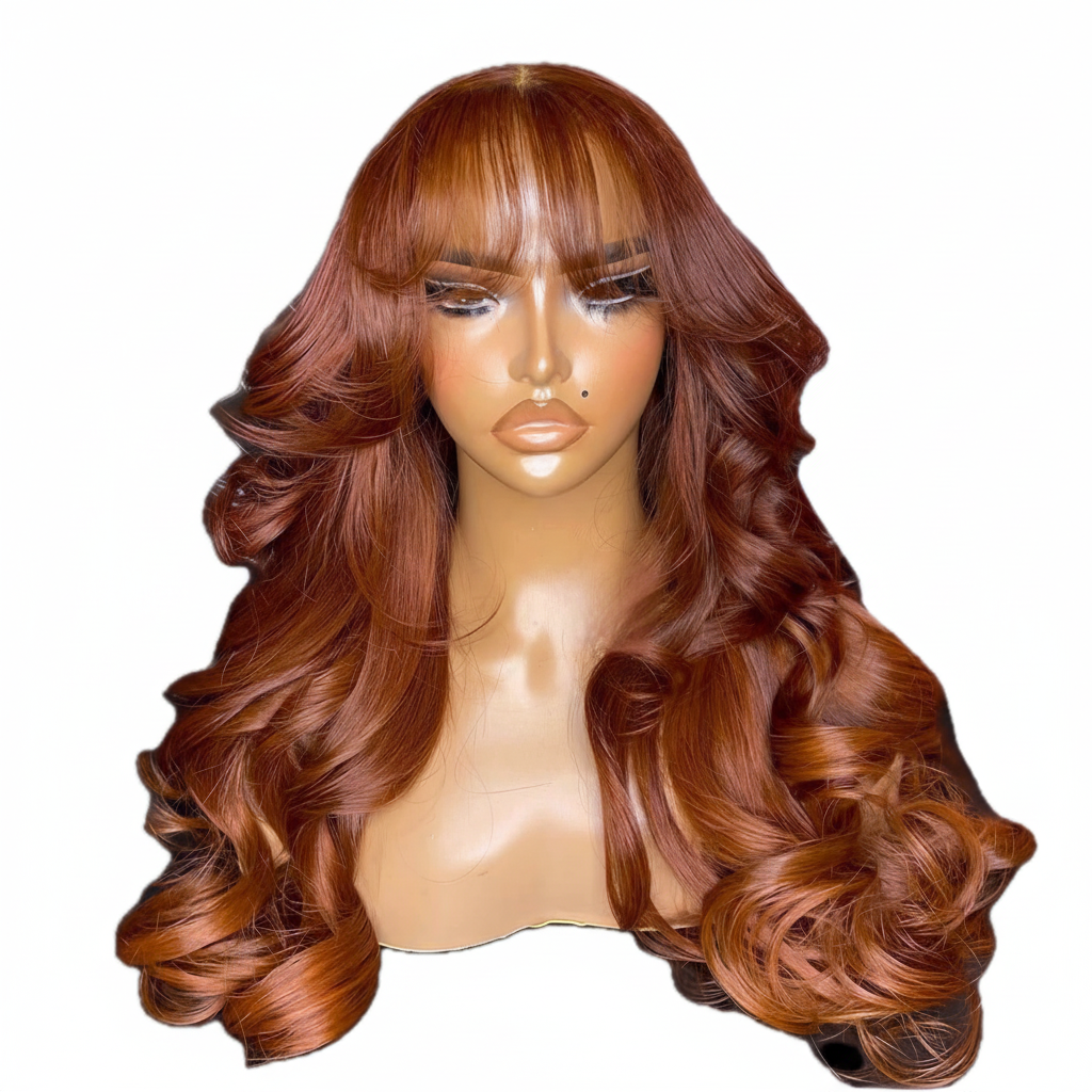 200% Density Ginger Brown Water Wave 13x6 Human Hair 24 Inch