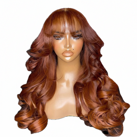 200% Density Ginger Brown Water Wave 13x6 Human Hair 24 Inch